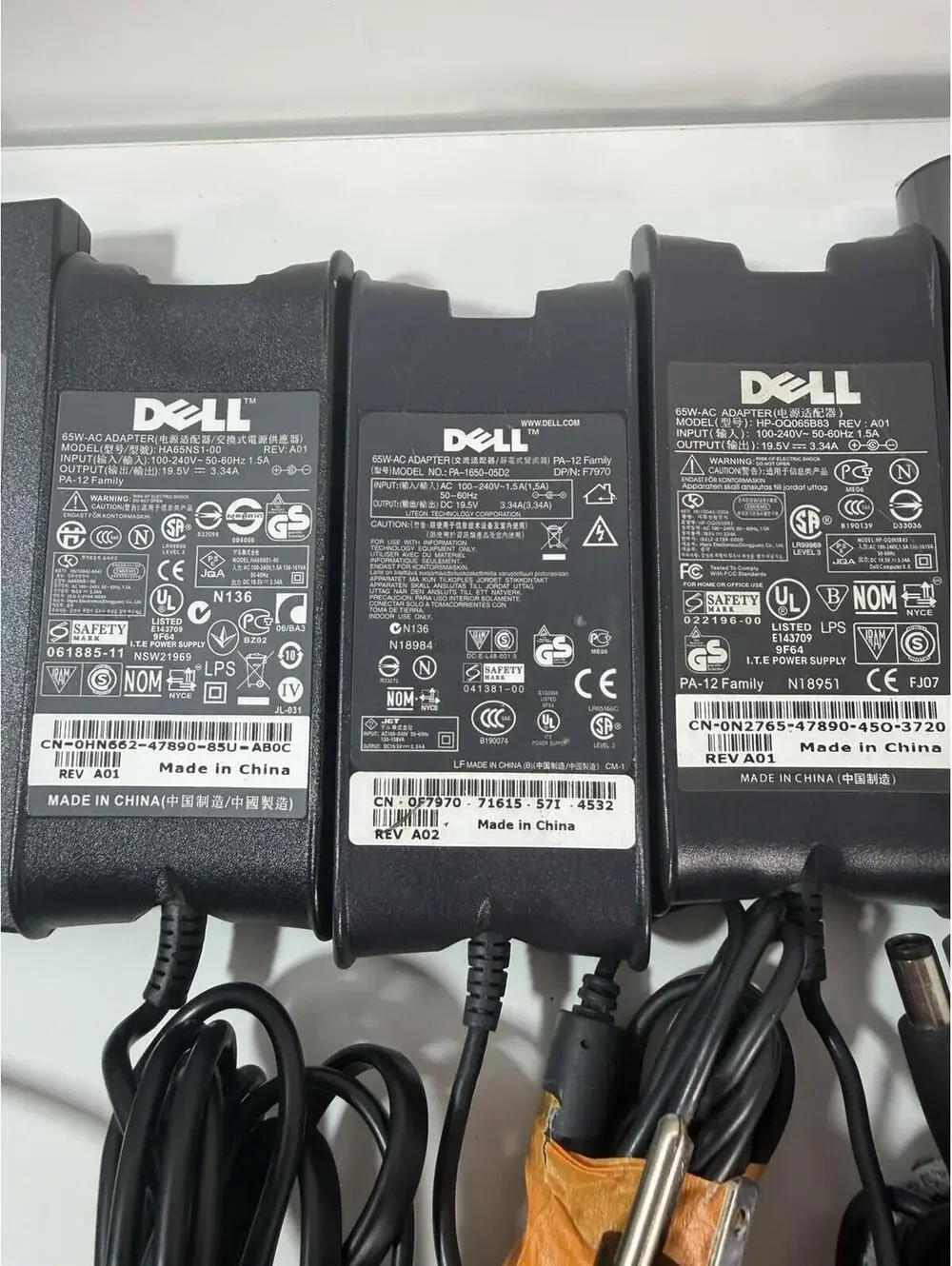 Lot of 21 Dell Laptop AC Adapters Power Supplies Mixed 45W 65W 90W 130W OEM